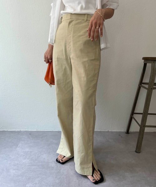 CAPRICIEUX LE'MAGE(カプリシューレマージュ)の「リネン裾ベンツストレートパンツ(その他パンツ・レディース・ホワイト/ピンク/ベージュ・36/38)」の13枚目の写真