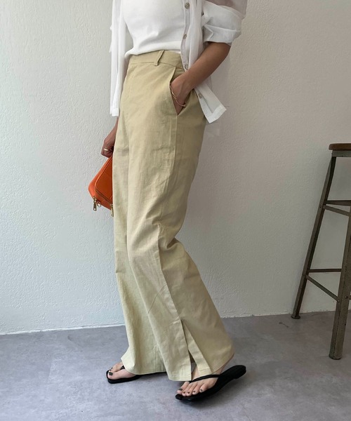 CAPRICIEUX LE'MAGE(カプリシューレマージュ)の「リネン裾ベンツストレートパンツ(その他パンツ・レディース・ホワイト/ピンク/ベージュ・36/38)」の14枚目の写真
