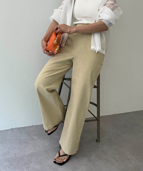 CAPRICIEUX LE'MAGE(カプリシューレマージュ)の「リネン裾ベンツストレートパンツ(その他パンツ・レディース・ホワイト/ピンク/ベージュ・36/38)」の15枚目の写真