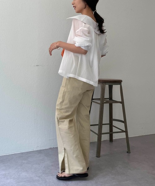 CAPRICIEUX LE'MAGE(カプリシューレマージュ)の「リネン裾ベンツストレートパンツ(その他パンツ・レディース・ホワイト/ピンク/ベージュ・36/38)」の19枚目の写真