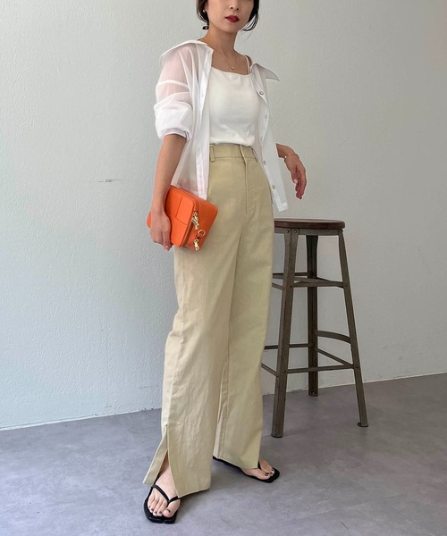 CAPRICIEUX LE'MAGE(カプリシューレマージュ)の「リネン裾ベンツストレートパンツ(その他パンツ・レディース・ホワイト/ピンク/ベージュ・36/38)」の20枚目の写真