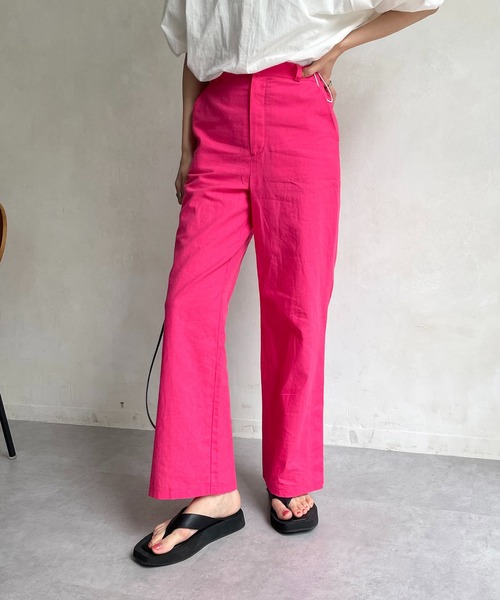 CAPRICIEUX LE'MAGE(カプリシューレマージュ)の「リネン裾ベンツストレートパンツ(その他パンツ・レディース・ホワイト/ピンク/ベージュ・36/38)」の10枚目の写真