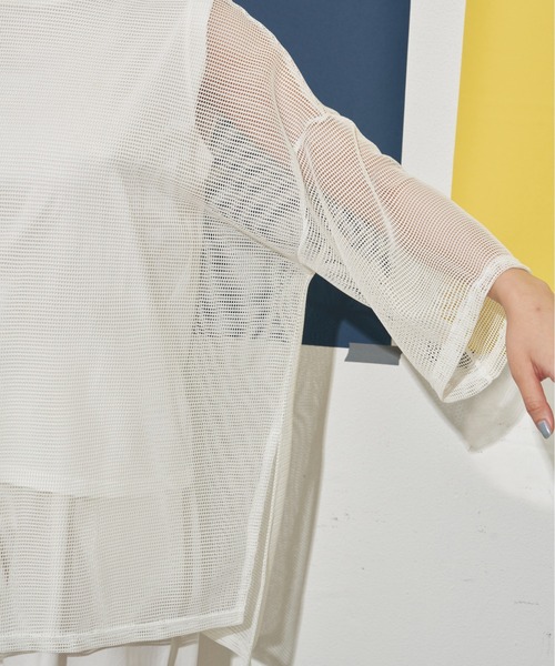 Libra Cue(リブラ キュー)の「シアーソフトメッシュトップス(Tシャツ/カットソー・レディース・ブラック/ベージュ/アイボリー・FREE)」の17枚目の写真