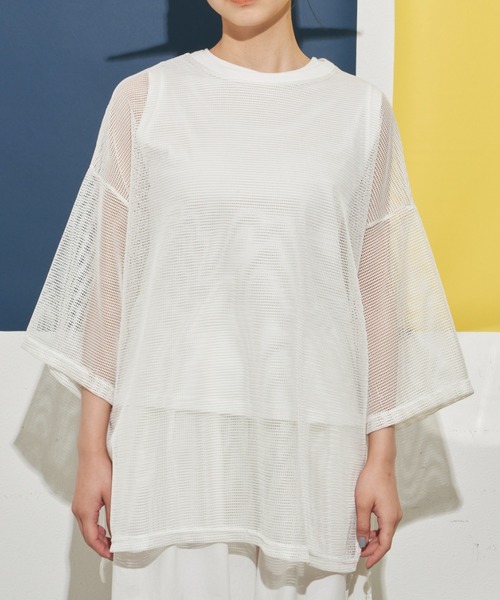 Libra Cue（リブラ キュー）の「シアーソフトメッシュトップス（Tシャツ/カットソー・レディース・ブラック/ベージュ/アイボリー・FREE）」の11枚目の写真