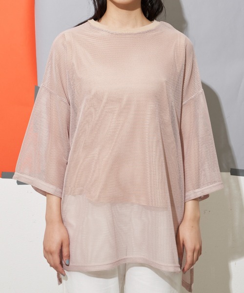 Libra Cue（リブラ キュー）の「シアーソフトメッシュトップス（Tシャツ/カットソー・レディース・ブラック/ベージュ/アイボリー・FREE）」の7枚目の写真