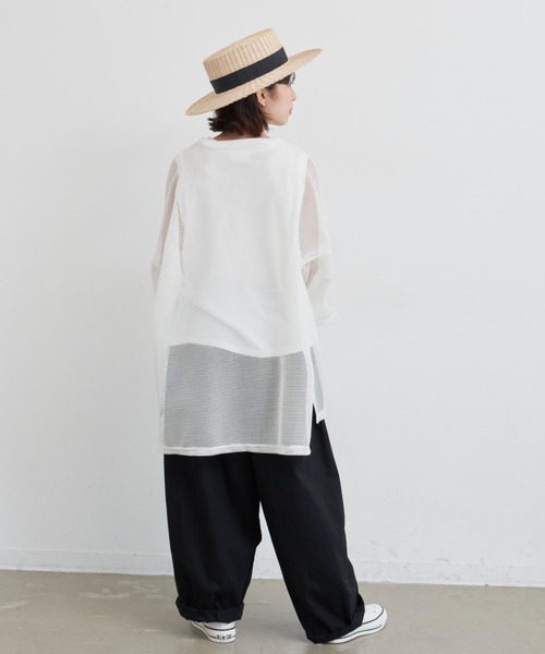 Libra Cue（リブラ キュー）の「シアーソフトメッシュトップス（Tシャツ/カットソー・レディース・ブラック/ベージュ/アイボリー・FREE）」の12枚目の写真