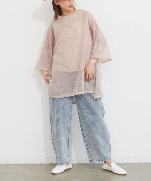 Libra Cue(リブラ キュー)の「シアーソフトメッシュトップス(Tシャツ/カットソー・レディース・ブラック/ベージュ/アイボリー・FREE)」の22枚目の写真