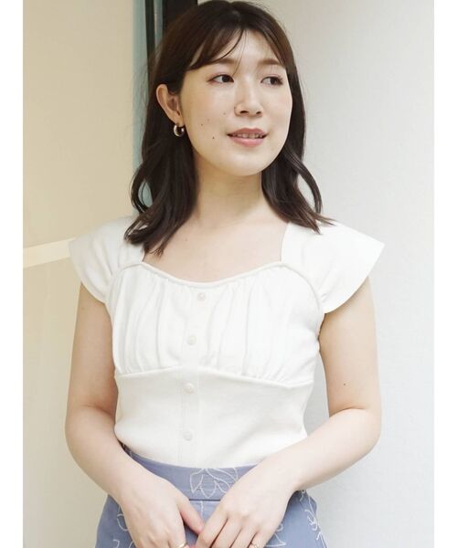 MERCURYDUO(マーキュリーデュオ)の「ビスチェ風フロントボタンニット(ニット/セーター・レディース・オフホワイト/ブラック/ピンク/ラベンダー・FREE)」の14枚目の写真