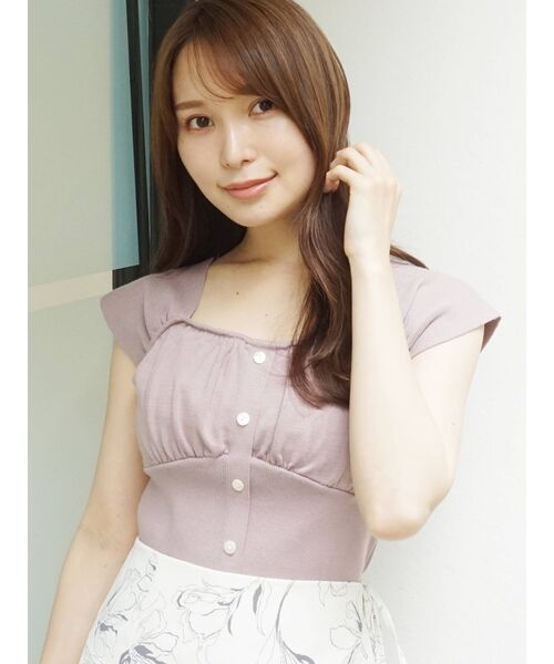 MERCURYDUO(マーキュリーデュオ)の「ビスチェ風フロントボタンニット(ニット/セーター・レディース・オフホワイト/ブラック/ピンク/ラベンダー・FREE)」の16枚目の写真