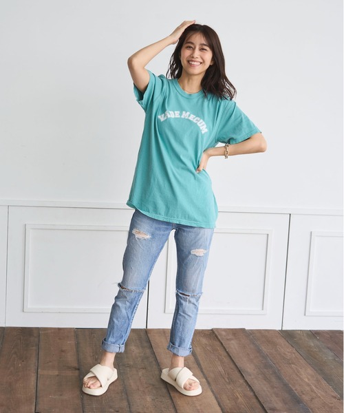 ODORATA(オドラタ)の「カレッジロゴTEE(Tシャツ/カットソー・レディース・ブラック/ブルー/イエロー/グリーン・FREE)」の12枚目の写真