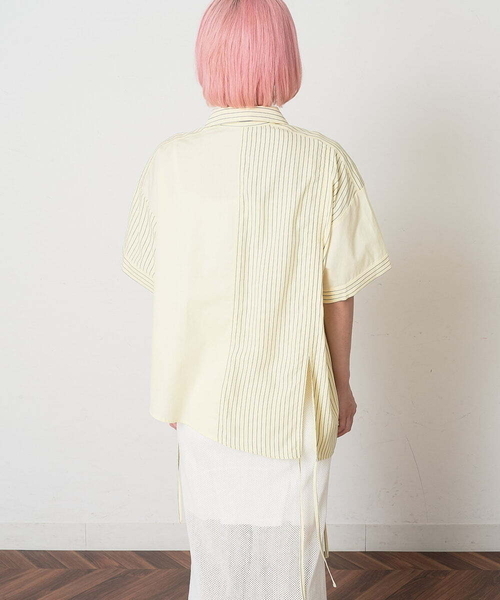 A de a.v.v（アードアー・ヴェ・ヴェ）の「無地ドッキングストライプシャツ（シャツ/ブラウス・レディース・クリーム/ピンク・39）」の19枚目の写真