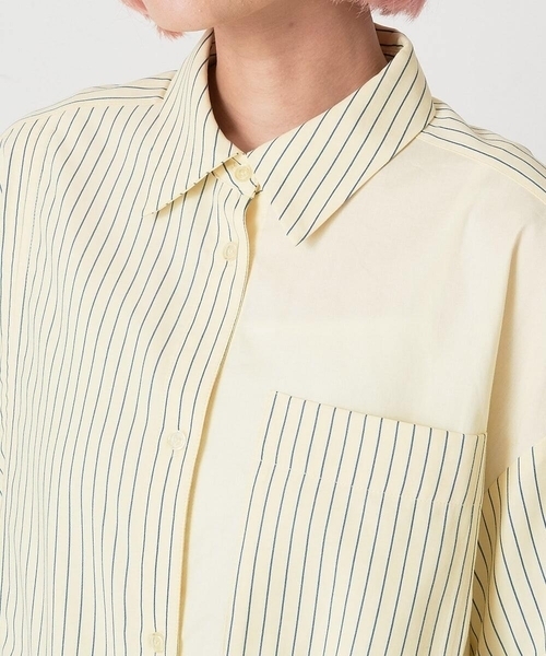 A de a.v.v（アードアー・ヴェ・ヴェ）の「無地ドッキングストライプシャツ（シャツ/ブラウス・レディース・クリーム/ピンク・39）」の20枚目の写真