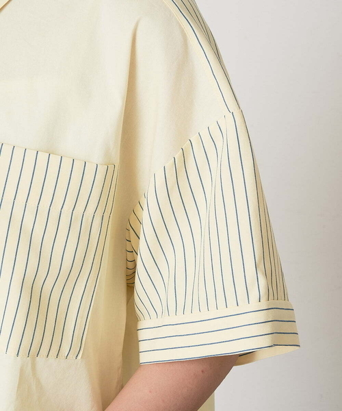 A de a.v.v（アードアー・ヴェ・ヴェ）の「無地ドッキングストライプシャツ（シャツ/ブラウス・レディース・クリーム/ピンク・39）」の21枚目の写真