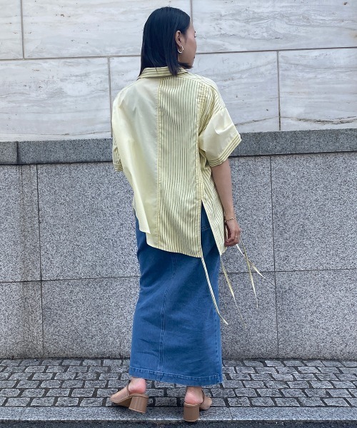 A de a.v.v（アードアー・ヴェ・ヴェ）の「無地ドッキングストライプシャツ（シャツ/ブラウス・レディース・クリーム/ピンク・39）」の7枚目の写真