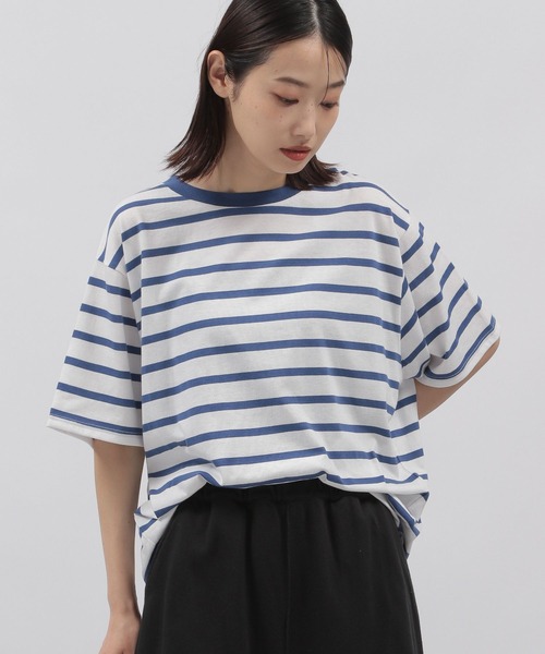 LAKOLE（ラコレ）の「アソートボーダー柄タックTシャツ / 297979（Tシャツ/カットソー・レディース・ブラック/ベージュ/パープル/ブラウン/ブルー/グリーン・SMALL/MEDIUM）」の10枚目の写真