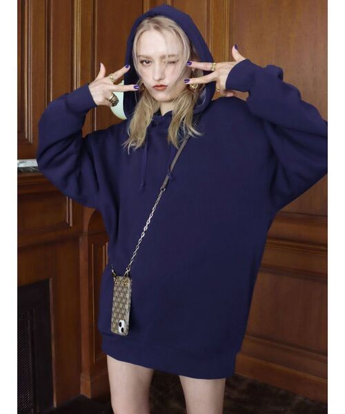 EVRIS - EVRIS バックロゴオーバーサイズフーディー【ネイビー】 EVRIS（エヴリス）の「バックロゴオーバーサイズフーディー
