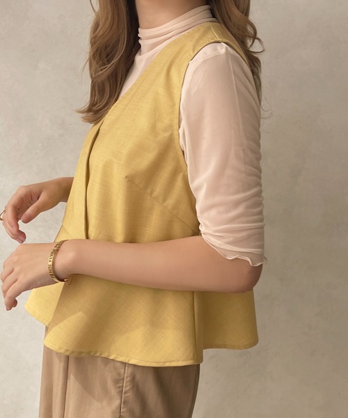 apres jour clair(アプレジュールクレア)の「【apres jour clair】リネンライクトップス【ZOZOTOWN限定アイテム】(シャツ/ブラウス・レディース・ベージュ/イエロー・X-LARGE/フリー)」の7枚目の写真