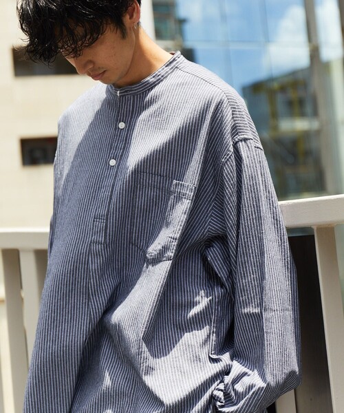 HINSON（ヒンソン）の「HINSON/ヒンソン ノーカラー グランパシャツ/ノーカラー/プルオーバー/2（シャツ/ブラウス・メンズ・ホワイト/ブラック/オフホワイト/その他13/その他15・SMALL/MEDIUM/LARGE）」の5枚目の写真