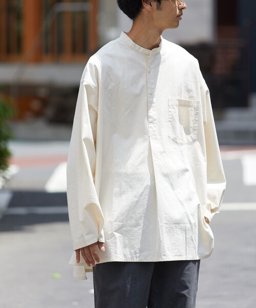 HINSON（ヒンソン）の「HINSON/ヒンソン ノーカラー グランパシャツ/ノーカラー/プルオーバー/2（シャツ/ブラウス・メンズ・ホワイト/ブラック/オフホワイト/その他13/その他15・SMALL/MEDIUM/LARGE）」の6枚目の写真