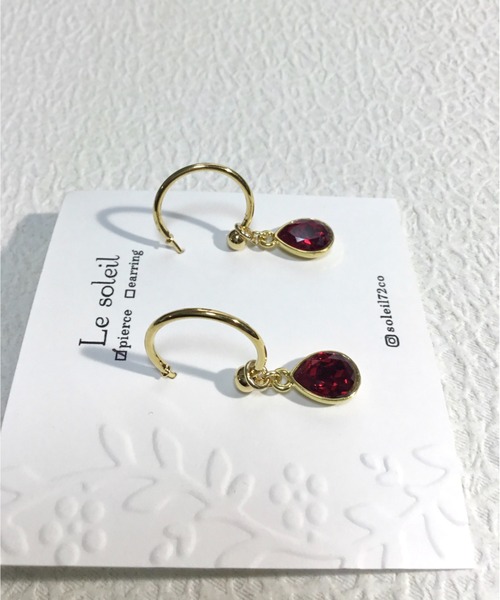 tone(トーン)の「【Le soleil】ドロップ型 スワロフスキーピアス(MA)(ピアス(両耳用)・レディース・レッド/グリーン/その他・FREE)」の5枚目の写真