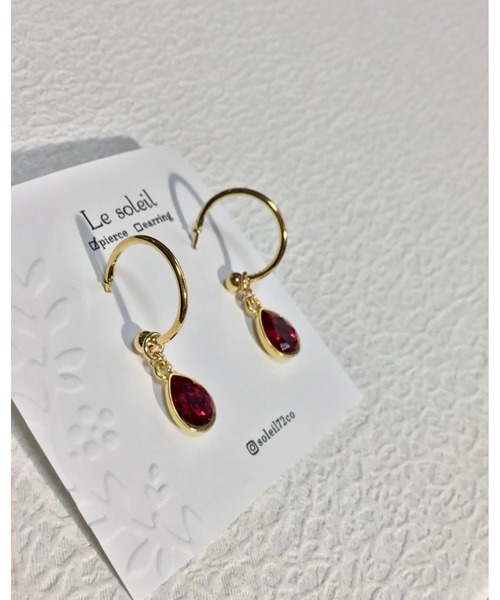 tone(トーン)の「【Le soleil】ドロップ型 スワロフスキーピアス(MA)(ピアス(両耳用)・レディース・レッド/グリーン/その他・FREE)」の8枚目の写真