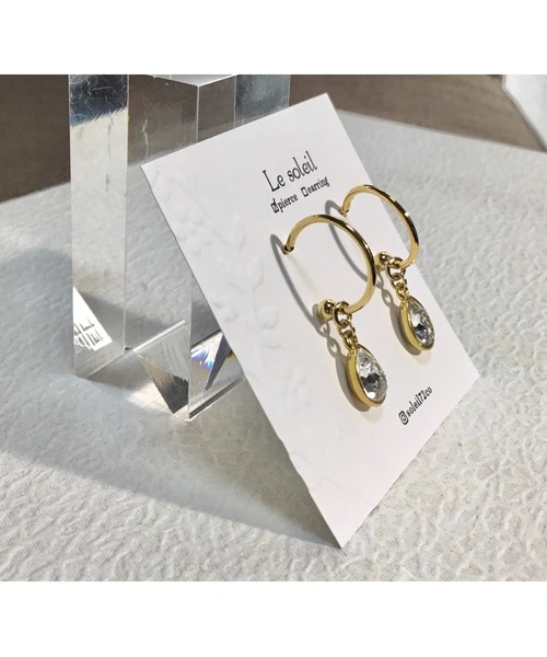 tone(トーン)の「【Le soleil】ドロップ型 スワロフスキーピアス(MA)(ピアス(両耳用)・レディース・レッド/グリーン/その他・FREE)」の7枚目の写真