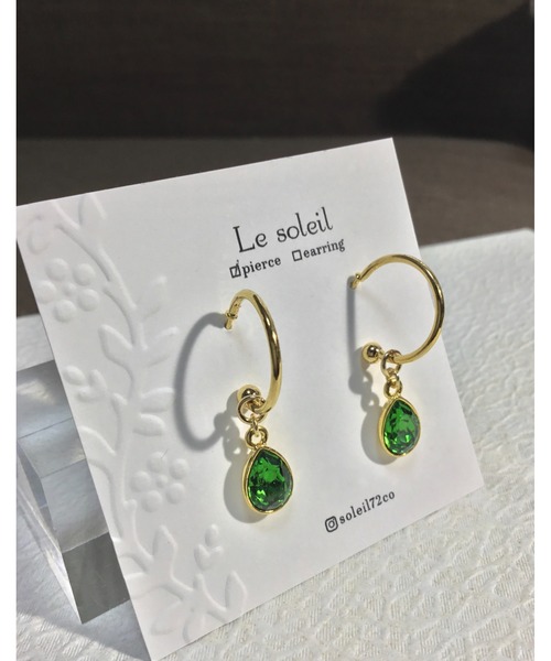 tone(トーン)の「【Le soleil】ドロップ型 スワロフスキーピアス(MA)(ピアス(両耳用)・レディース・レッド/グリーン/その他・FREE)」の9枚目の写真