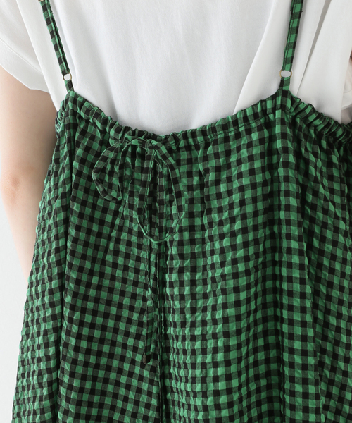 B.C STOCK（ベーセーストック）の「ギンガムフレアーキャミワンピース（ワンピース・レディース・ブラック/グリーン/ブルー系その他・FREE）」の8枚目の写真