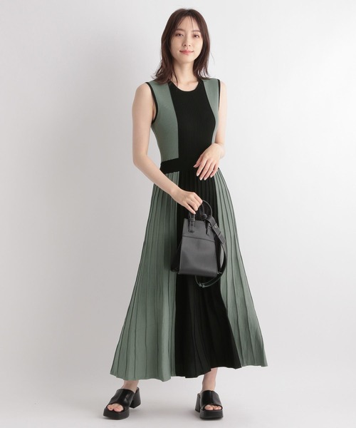 Andemiu（アンデミュウ）の「ハイショクノースリーブニットワンピース348870（ワンピース・レディース・チャコールグレー/ライトブルー/グリーン・FREE）」の4枚目の写真