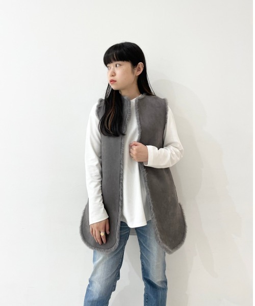 DROIT BELLO（ドロイトベロ）の「DROIT BELLO(ドロイトベロ) リバーシブルファーベスト（ベスト・レディース・グレー・F）」の14枚目の写真