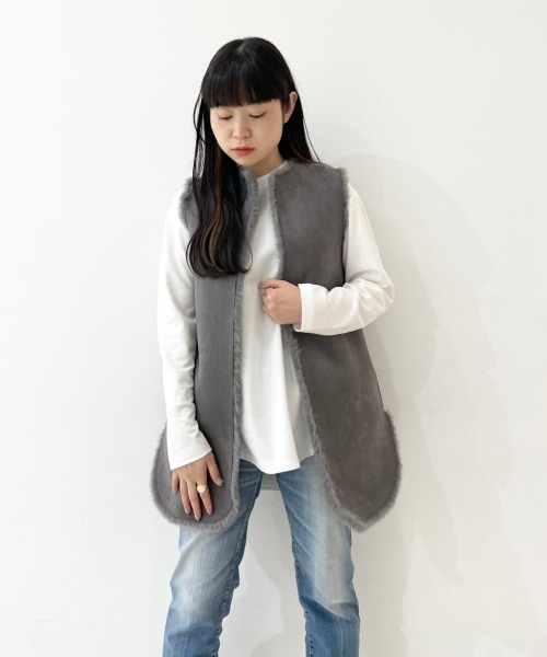 DROIT BELLO（ドロイトベロ）の「DROIT BELLO(ドロイトベロ) リバーシブルファーベスト（ベスト・レディース・グレー・F）」の15枚目の写真