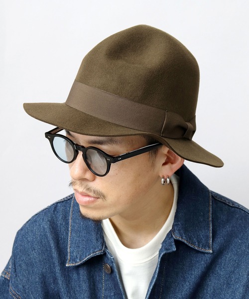Ruben（ルーベン）の「ミドルブリム オープンクラウンハット / マウンテンハット / 中折れハット / ウールハット / つば広（ハット・メンズ・ブラック/グレー/カーキ・FREE）」の8枚目の写真