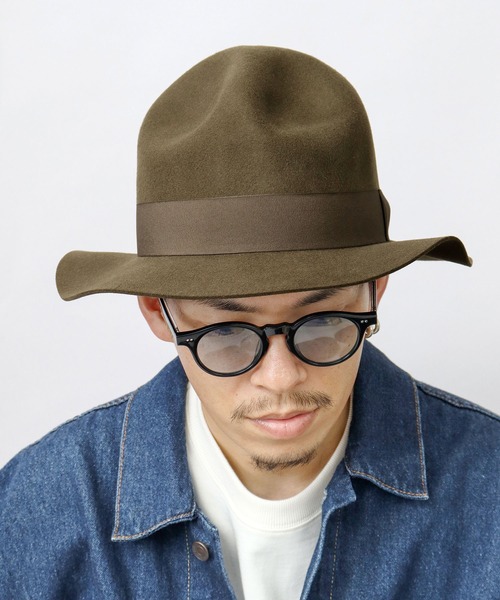 Ruben（ルーベン）の「ミドルブリム オープンクラウンハット / マウンテンハット / 中折れハット / ウールハット / つば広（ハット・メンズ・ブラック/グレー/カーキ・FREE）」の9枚目の写真