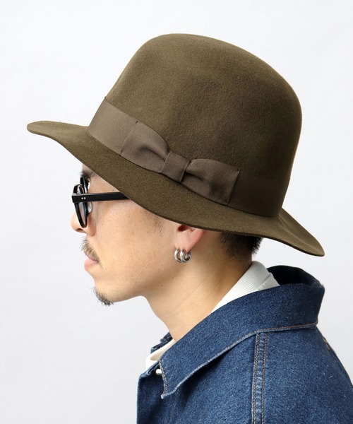 Ruben（ルーベン）の「ミドルブリム オープンクラウンハット / マウンテンハット / 中折れハット / ウールハット / つば広（ハット・メンズ・ブラック/グレー/カーキ・FREE）」の11枚目の写真
