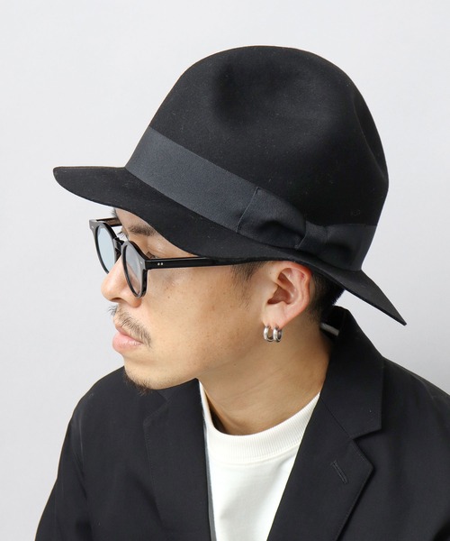 Ruben（ルーベン）の「ミドルブリム オープンクラウンハット / マウンテンハット / 中折れハット / ウールハット / つば広（ハット・メンズ・ブラック/グレー/カーキ・FREE）」の4枚目の写真