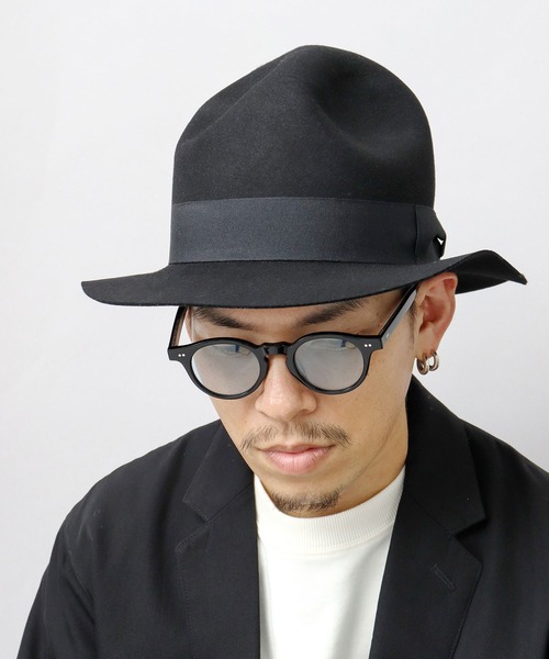 Ruben（ルーベン）の「ミドルブリム オープンクラウンハット / マウンテンハット / 中折れハット / ウールハット / つば広（ハット・メンズ・ブラック/グレー/カーキ・FREE）」の5枚目の写真