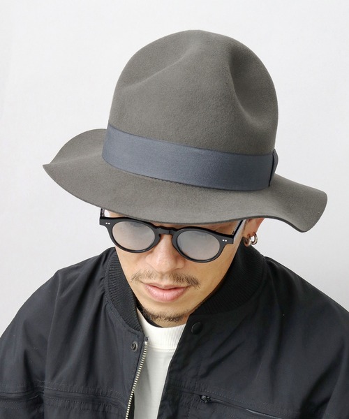 Ruben（ルーベン）の「ミドルブリム オープンクラウンハット / マウンテンハット / 中折れハット / ウールハット / つば広（ハット・メンズ・ブラック/グレー/カーキ・FREE）」の7枚目の写真