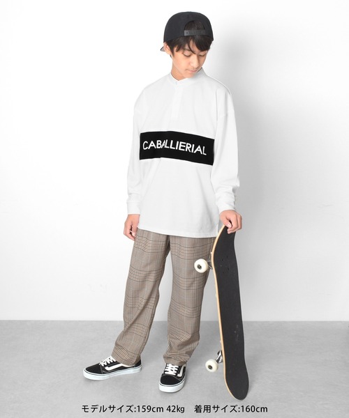 GLAZOS（グラソス）の「ビッグシルエット・ラガーシャツ（Tシャツ/カットソー・キッズ・ホワイト/ブラック/ネイビー・140cm/150cm/160cm/170cm）」の8枚目の写真