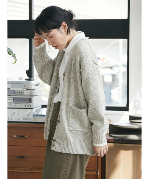 CRAFT STANDARD BOUTIQUE（クラフトスタンダードブティック）の「メランジ多ボタンカーディガン（カーディガン/ボレロ・レディース・ベージュ/グリーン/ブラウン・FREE）」の9枚目の写真