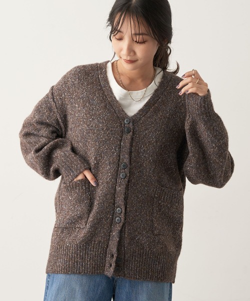 CRAFT STANDARD BOUTIQUE（クラフトスタンダードブティック）の「メランジ多ボタンカーディガン（カーディガン/ボレロ・レディース・ベージュ/グリーン/ブラウン・FREE）」の2枚目の写真