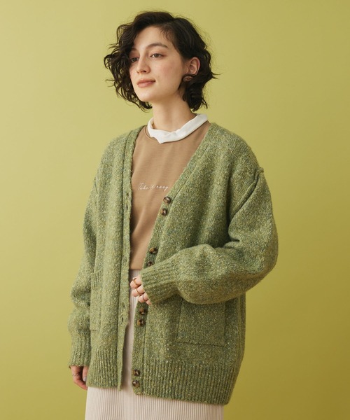 CRAFT STANDARD BOUTIQUE（クラフトスタンダードブティック）の「メランジ多ボタンカーディガン（カーディガン/ボレロ・レディース・ベージュ/グリーン/ブラウン・FREE）」の3枚目の写真