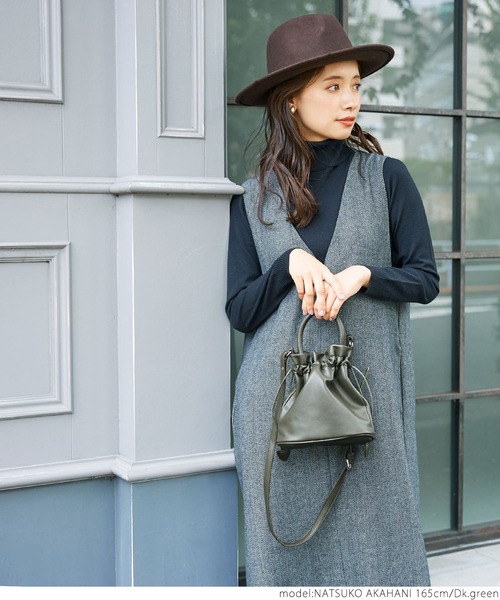 coca（coca）（コカ）の「巾着合皮BAG（ショルダーバッグ・レディース・ダークグリーン/ピンク系その他/ブラック・ONE SIZE）」の10枚目の写真