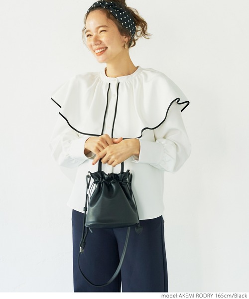 coca（coca）（コカ）の「巾着合皮BAG（ショルダーバッグ・レディース・ダークグリーン/ピンク系その他/ブラック・ONE SIZE）」の4枚目の写真