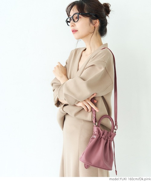 coca（coca）（コカ）の「巾着合皮BAG（ショルダーバッグ・レディース・ダークグリーン/ピンク系その他/ブラック・ONE SIZE）」の15枚目の写真