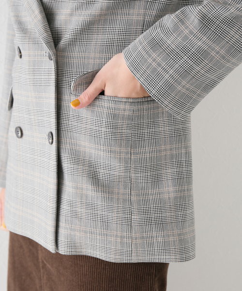 新品♥SLOBE IENA◆チェックWブレストジャケット　秋冬 チェックWブレストジャケット