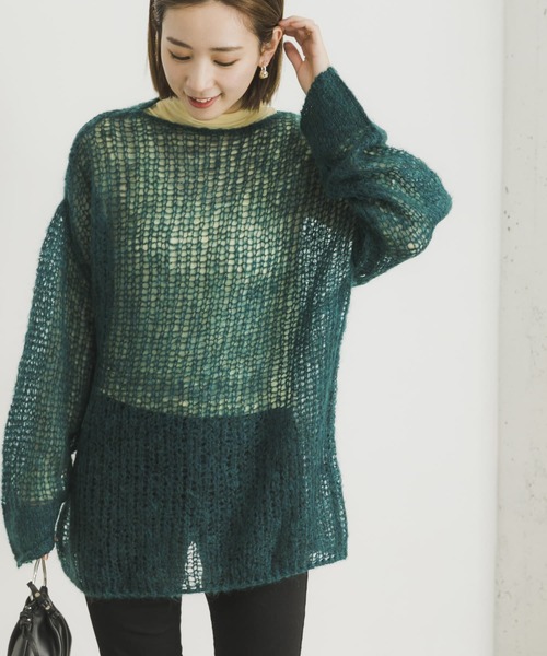 URBAN RESEARCH（アーバンリサーチ）の「シアーモヘヤニットプルオーバー（ニット/セーター・レディース・ブラック/パープル/グリーン・FREE）」の15枚目の写真