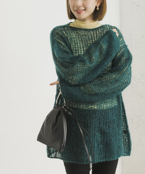 URBAN RESEARCH（アーバンリサーチ）の「シアーモヘヤニットプルオーバー（ニット/セーター・レディース・ブラック/パープル/グリーン・FREE）」の20枚目の写真