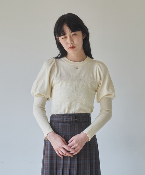 idem(イデム)の「【ZOZOTOWN限定】puff sleeve long lib knit/パフスリーブロングリブ袖ニット(ニット/セーター・レディース・アイボリー/ブラック/モカ/レッド・FREE)」の2枚目の写真