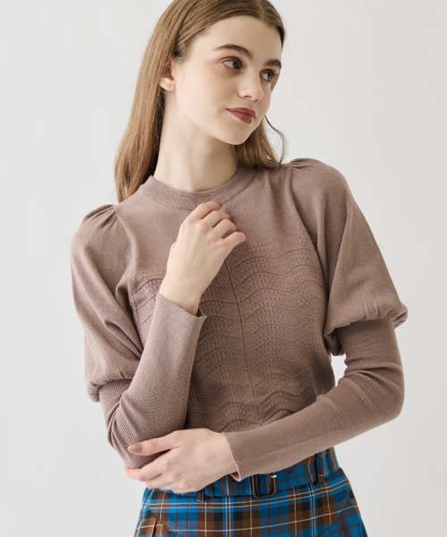 idem(イデム)の「【ZOZOTOWN限定】puff sleeve long lib knit/パフスリーブロングリブ袖ニット(ニット/セーター・レディース・アイボリー/ブラック/モカ/レッド・FREE)」の4枚目の写真