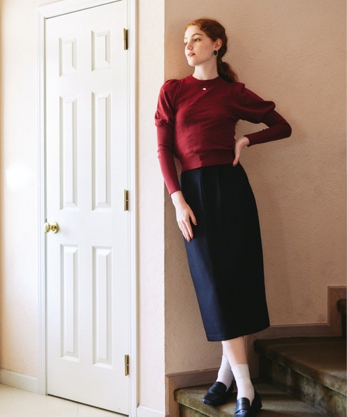 idem(イデム)の「【ZOZOTOWN限定】puff sleeve long lib knit/パフスリーブロングリブ袖ニット(ニット/セーター・レディース・アイボリー/ブラック/モカ/レッド・FREE)」の17枚目の写真